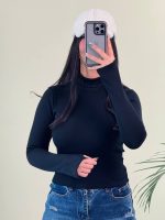 بلوز کبریتی کرکره ای یقه اسکی تک مشکی pm ( محصول 1 عددی ) - شناسه 00217002