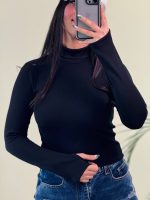 بلوز کبریتی کرکره ای یقه اسکی تک مشکی pm ( محصول 1 عددی ) - شناسه 00217002 - Image 3