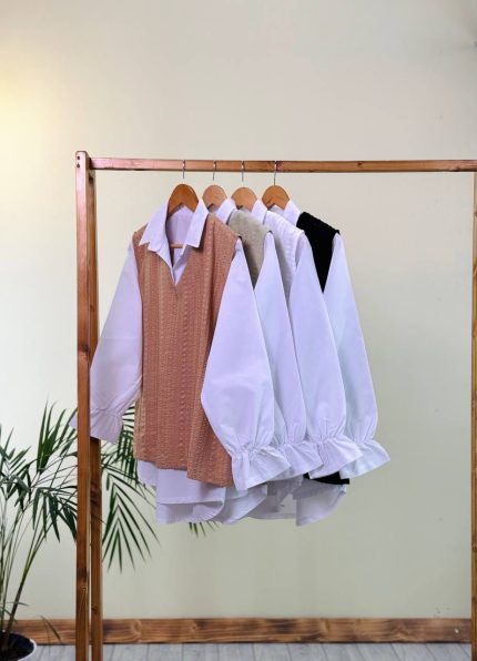 وست دوتیکه مراکشی طرح گره ای استین عروسکی عیدانه - ( مشکی دوبل )- ( پک 5 عددی) mr - شناسه 00214071