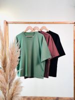 تیشرت باکسی دخترونه مدادرنگی ( پک 4 عددی )( سبز دوبل ) -SF - شناسه 00208007 - Image 4