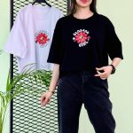 کراپ باکسی قواره دار سفید و مشکی  blossom (پک 2 عددی ) -BSR- شناسه 00216002