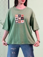 تیشرت باکسی دخترونه قلب پلنگی ( پک 3 عددی ) -BSR- شناسه 00208007 - Image 3