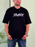 تیشرت باکسی پنبه تک رنگ مشکی  SAVAGE( پک 4 عددی ) -G- شناسه 00208036 - Image 2