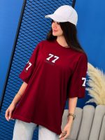 تیشرت پنبه باکسی زرشکی LIMITLESS 77 ( محصول 1 عددی ) - GL - شناسه 00208038 - Image 2