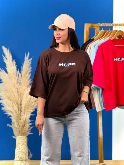 تیشرت پنبه باکسی hope پاستیلی ( پک 8 عددی ) - ( نسکافه ای دوبل ) - ST - شناسه 00208056