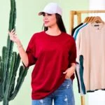 تیشرت پنبه باکسی ساده رنگی ( کرم دوبل ) - ( پک A ) - ( پک 6 عددی ) - GL - شناسه 00208038