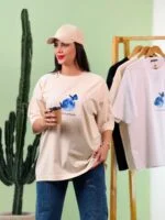 تیشرت پنبه باکسی ماه و پروانه ( کرم دوبل ) - ( پک 4 عددی ) - GL - شناسه 00208038 - تصویر 3