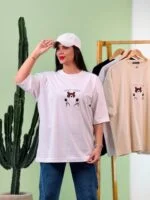 تیشرت پنبه باکسی Teddy Just Vibin ( کرم دوبل ) - ( پک 4 عددی ) - GL - شناسه 00208038 - تصویر 3