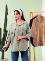 شومیز کوک دوزی دو جیب آستین پاگون (مشکی دوبل ) - ( پک 4 عددی ) - Vn - شناسه 00214059 - تصویر 3