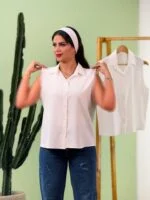 شومیز حلقه ای مشکی و سفید ( پک 2 عددی ) - Vn - شناسه 00214065 - تصویر 7