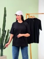 تیشرت پنبه فری سایز نخ 28 تک رنگ مشکی ( پک 3 عددی ) - Gl - شناسه 00208011