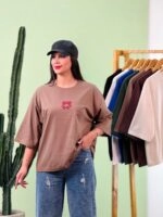 تیشرت باکسی نخ 28 پاپیون آلبالویی ( پک 7 عددی ) - Rt - شناسه 00208004 - تصویر 6