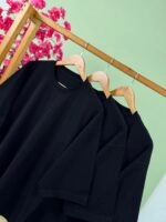 تیشرت پنبه باکسی آستین سه ربع تک رنگ مشکی ( پک 3 عددی ) - Gl - شناسه 00208010 - تصویر 6