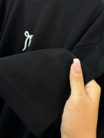 تیشرت پنبه فری سایز نخ 28 تک رنگ مشکی پاپیون سفید ( عمده پک 3 عددی ) - Gl - شناسه 00208011 - تصویر 5