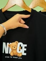 تیشرت پنبه فری سایز نخ 28 تک رنگ مشکی Teddy Nice ( پک 3 عددی ) - Gl - شناسه 00208011 - تصویر 4