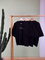 تیشرت پنبه باکسی آستین سه ربع تک رنگ مشکی Style (عمده پک 3 عددی ) - Gl - شناسه 00208010 - تصویر 2