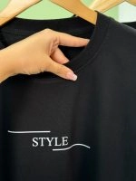 تیشرت پنبه باکسی آستین سه ربع تک رنگ مشکی Style (عمده پک 3 عددی ) - Gl - شناسه 00208010 - تصویر 7