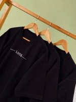 تیشرت پنبه باکسی آستین سه ربع تک رنگ مشکی Look ( عمده پک 3 عددی ) - Gl - شناسه 00208010 - تصویر 6