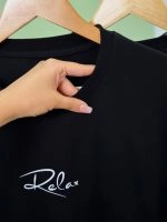 تیشرت پنبه باکسی آستین سه ربع تک رنگ مشکی Relax ( عمده پک 3 عددی ) - Gl - شناسه 00208010 - تصویر 7