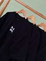 تیشرت پنبه باکسی آستین سه ربع تک رنگ مشکی M ( عمده پک 3 عددی ) - Gl - شناسه 00208010 - تصویر 5