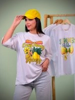 تیشرت پنبه باکسی آستین سه ربع سفید Lemon ( عمده پک 4 عددی ) - Gl - شناسه 00201032 - تصویر 2
