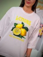 تیشرت پنبه باکسی آستین سه ربع سفید Lemon ( عمده پک 4 عددی ) - Gl - شناسه 00201032 - تصویر 5