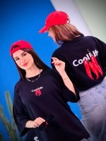 تیشرت پنبه باکسی آستین سه ربع مشکی White Cool Life ( پک 3 عددی ) - Gl - شناسه 00208010 - تصویر 3