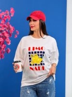 تیشرت پنبه باکسی تابستانه ( 34 طرح انتخابی ) - Ela - شناسه 00201039 - تصویر 58
