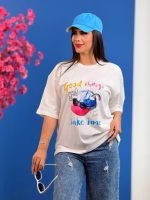 تیشرت پنبه باکسی تابستانه ( 34 طرح انتخابی ) - Ela - شناسه 00201039 - تصویر 53