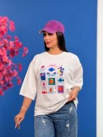 تیشرت پنبه باکسی تابستانه ( 34 طرح انتخابی ) - Ela - شناسه 00201039 - تصویر 74