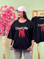 تیشرت باکسی مشکی Red chili - (عمده پک 3 عددی) - ST - شناسه 00208012