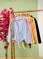 شومیز اطلس یقه هفت جلو گره پاستیلی ( پک 6 عددی ) - Sb - شناسه 00214055 - تصویر 2