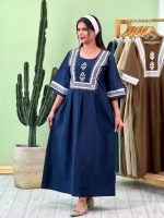 پیراهن لینن چاپی ( مشکی دوبل ) - ( پک 3 عددی ) - Ghr - شناسه 00206002