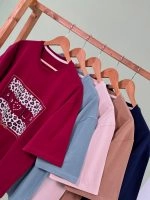 تیشرت باکسی Amour پفکی پلنگی مروارید کوب ( کرم دوبل ) - ( عمده پک 6 عددی ) - Ela - شناسه 00201035 - تصویر 10