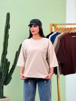 تیشرت بیسیک باکسی نخ 28 ( C آبی دوبل ) - ( عمده پک 5 عددی ) - Rt - شناسه 00208004 - تصویر 4