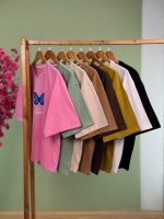 تیشرت پنبه باکسی رنگی تک پروانه آبی ( پک 8 عددی ) - Ela - شناسه 00201038 - Image 2