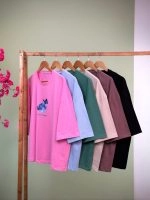 تیشرت قواره دار -طرح ماه و پروانه - (عمده پک 6 عددی) - rt - شناسه 00201046 - تصویر 2