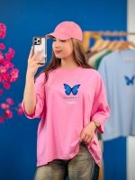 تیشرت قواره دار- تک پروانه آبی - (عمده پک 6 عددی) - rt - شناسه 00201046