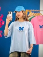 تیشرت قواره دار- تک پروانه آبی - (عمده پک 6 عددی) - rt - شناسه 00201046 - تصویر 3