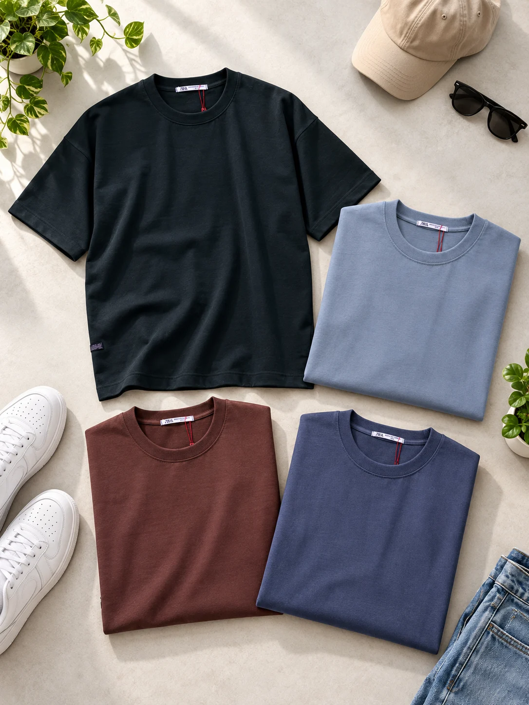 Minimalist Four-Shirt Flat Lay تیشرت ماکان سایز XL (عمده پک 4 عددی) - GL - کد 00201033 - تصویر 1