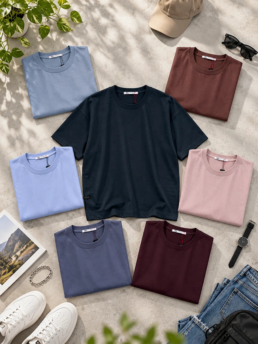 Premium Flat-Lay T-Shirt Collection تیشرت ماکان سایز 3XL (عمده پک 7 عددی) - GL - کد 00201033 - تصویر 1