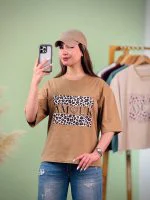 تیشرت باکسی Amour پفکی پلنگی مروارید کوب ( عمده پک 7 عددی ) - Ela - شناسه 00201035 - تصویر 5