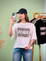 تیشرت باکسی Amour پفکی پلنگی مروارید کوب ( عمده پک 7 عددی ) - Ela - شناسه 00201035 - تصویر 3
