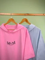 تیشرت کلاهدار پنبه باکسی- طرح ضربان پروانه - (عمده پک 2 عددی) - RT - شناسه 00201052 - تصویر 6