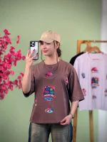 تیشرت نخ 28 پنبه باکسی رنگی طرح Cutest team - (عمده پک 3 عددی) - RT - شناسه 00201043 - تصویر 3