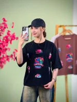تیشرت نخ 28 پنبه باکسی رنگی طرح Cutest team - (عمده پک 3 عددی) - RT - شناسه 00201043 - تصویر 4