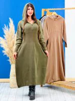 بافت ساعت شنی نیم زیپ کلاهدار رنگی ( سبز زیتونی دوبل ) - (عمده پک 5 عددی) - HDR - شناسه 00202006 - تصویر 3