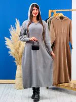 بافت ساعت شنی نیم زیپ کلاهدار رنگی ( سبز زیتونی دوبل ) - (عمده پک 5 عددی) - HDR - شناسه 00202006 - تصویر 4