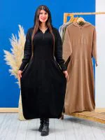 بافت ساعت شنی نیم زیپ کلاهدار رنگی ( سبز زیتونی دوبل ) - (عمده پک 5 عددی) - HDR - شناسه 00202006 - تصویر 2