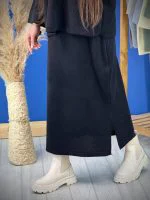 دامن بافت ساده بغل چاک پک نودی - (عمده پک 6 عددی) -(مشکی دوبل)- bsr - شناسه 00221002 - تصویر 6